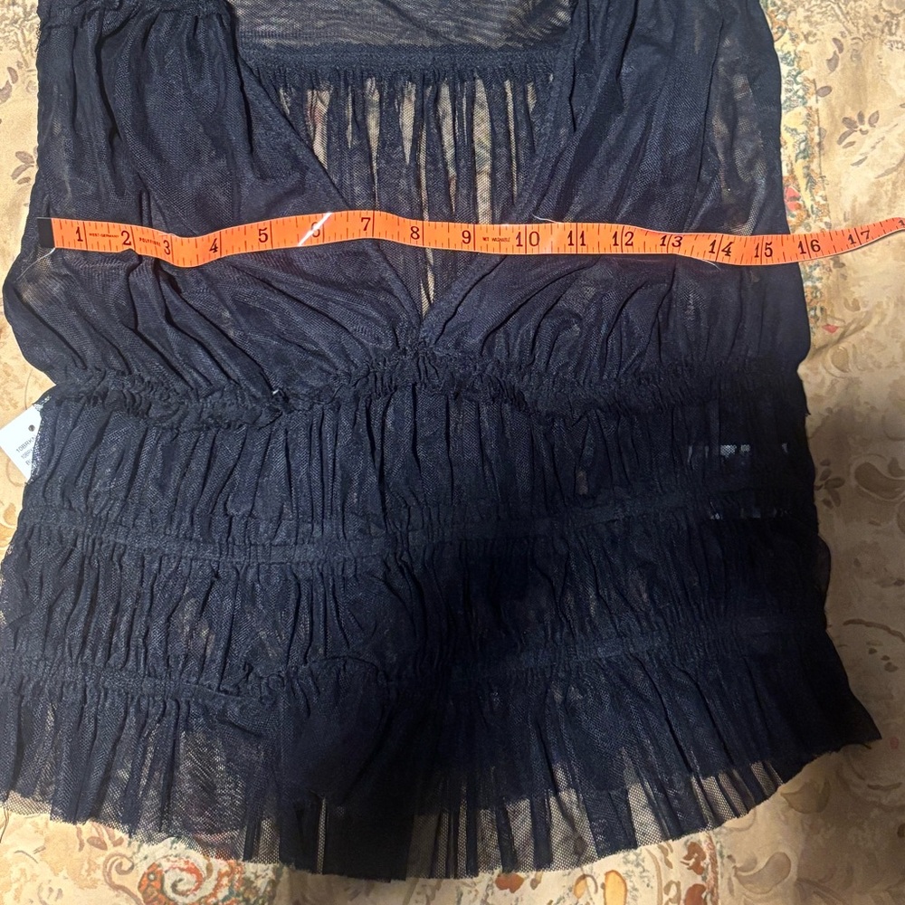 Black Sheer Ruffle Crop Top - Picture 6 of 7